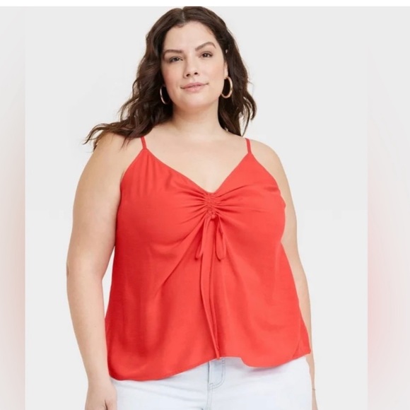 Ava & Viv Women's Red Front Tie Sleeveless Top - Picture 1 of 5